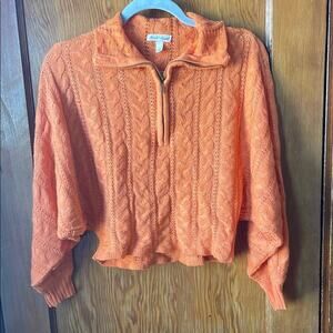 Derek Heart Orange Cable Knit Half-Zip Sweater